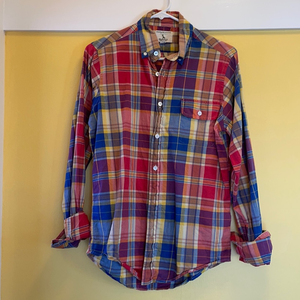 Vintage madras button down shirt men’s small